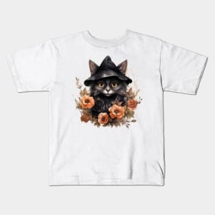 Halloween Wizard Cat Kids T-Shirt